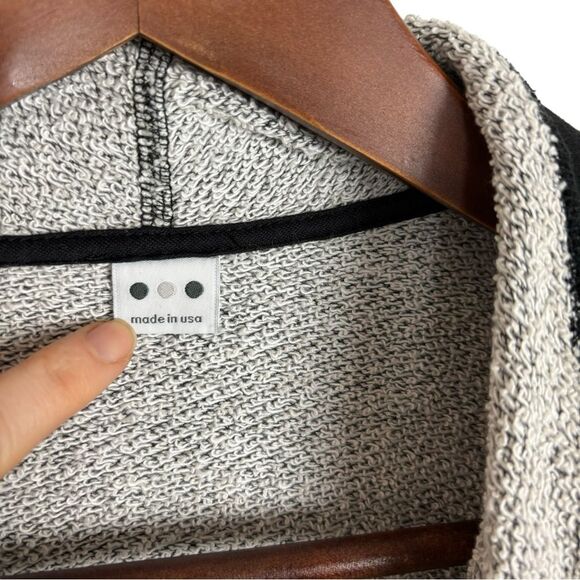 Three Dots Terry Gray Black Long Sleeve Open Front Cardigan Sweater Medium - Picture 3 of 5